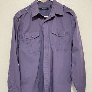 BRUNO New York MEN'S Purple LONG SLEEVES Medium Cotton/Polyester SHIRT-Preowned